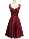 Artistic Wine Red Sleeveless Ruching Knee Length Bridesmaid Dresses