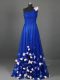 Tulle Sleeveless Floor Length Prom Party Dress and Beading and Hand Made Flower