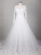 Latest White Wedding Gown Scoop Long Sleeves Brush Train Side Zipper