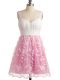 Charming Knee Length Empire Sleeveless Rose Pink Bridesmaid Dress Lace Up
