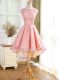 Classical Pink A-line Lace and Appliques Evening Party Dresses Backless Lace Sleeveless High Low