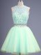 Glittering Apple Green Wedding Guest Dresses Prom and Party and Wedding Party with Beading Scoop Sleeveless Lace Up