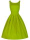 A-line Vestidos de Damas Olive Green Scoop Taffeta Sleeveless Knee Length Lace Up