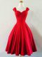 Beautiful Red Straps Lace Up Ruching Vestidos de Damas Sleeveless
