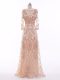Simple Long Sleeves Beading Zipper Womens Evening Dresses with Peach