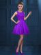 Simple Scoop Sleeveless Tulle Dama Dress for Quinceanera Lace and Ruffled Layers Zipper