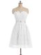 White Zipper Sweetheart Beading and Lace and Appliques Prom Gown Lace Sleeveless