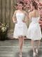 Fine Sleeveless Mini Length Embroidery Zipper Wedding Gown with White