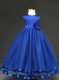 Latest Royal Blue Toddler Flower Girl Dress Wedding Party with Hand Made Flower Scoop Sleeveless Zipper