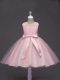 Baby Pink Scoop Zipper Lace and Belt Flower Girl Dresses for Less Sleeveless