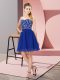 Royal Blue Homecoming Dress Prom and Party and Sweet 16 with Beading Sweetheart Sleeveless Lace Up
