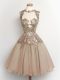 Fantastic High-neck Sleeveless Chiffon Dama Dress for Quinceanera Lace Lace Up