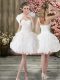 Traditional White Ball Gowns Beading and Embroidery Wedding Dresses Zipper Organza Sleeveless Knee Length