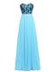 Chiffon Sleeveless Floor Length and Lace and Appliques