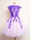 Best Multi-color Lace Up Scalloped Appliques Bridesmaid Gown Tulle Sleeveless