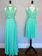Turquoise Sleeveless Floor Length Ruching Lace Up Quinceanera Court of Honor Dress
