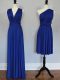 Excellent Royal Blue One Shoulder Lace Up Ruching Wedding Guest Dresses Sleeveless
