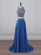 Floor Length Blue Evening Dress Scoop Sleeveless Zipper