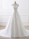 Eye-catching Sleeveless Brush Train Lace Zipper Wedding Gown