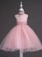 Custom Fit Baby Pink Little Girls Pageant Dress Wholesale Wedding Party with Beading and Appliques Scoop Sleeveless Zipper