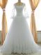 Discount Lace and Appliques Wedding Dresses White Zipper Sleeveless Brush Train