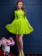 Colorful Yellow Green Vestidos de Damas Prom and Party with Beading and Lace and Appliques Scalloped 3 4 Length Sleeve Lace Up
