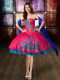 Vintage Hot Pink Ball Gowns Beading and Embroidery Prom Dresses Lace Up Taffeta Sleeveless Knee Length