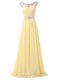 Light Yellow Sleeveless Chiffon Backless Custom Made Pageant Dress for Prom and Military Ball and Sweet 16 and Beach