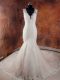 White Wedding Dress Tulle Court Train Sleeveless Beading and Lace