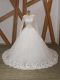 Superior White Zipper Scalloped Beading and Appliques Wedding Gown Tulle Sleeveless Court Train
