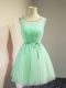 Belt Bridesmaid Dress Apple Green Lace Up Sleeveless Knee Length