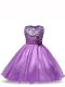 Hot Sale Purple Scoop Zipper Sequins and Hand Made Flower Girls Pageant Dresses Sleeveless