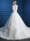 White Sweetheart Neckline Beading Wedding Gown Sleeveless Zipper