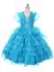 Stunning Sleeveless Lace Up Floor Length Beading and Ruffled Layers and Bowknot Little Girls Pageant Gowns