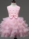 Knee Length Baby Pink Pageant Gowns For Girls Scoop Sleeveless Zipper