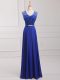 Pretty Royal Blue Sleeveless Chiffon Zipper for Prom and Party