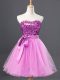 Fantastic Lilac A-line Tulle Sweetheart Sleeveless Sequins Mini Length Zipper Homecoming Dress