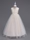 Fashion Tulle Sleeveless Floor Length Flower Girl Dress and Lace