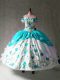 Colorful Off The Shoulder Cap Sleeves Lace Up 15th Birthday Dress Multi-color Organza and Taffeta