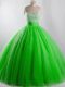 Adorable Tulle Lace Up Sweetheart Sleeveless Floor Length Ball Gown Prom Dress Beading
