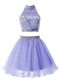 Charming Lavender A-line Beading Bridesmaids Dress Zipper Organza Sleeveless Knee Length