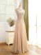 Fashionable Champagne Chiffon Zipper Prom Dresses Sleeveless Floor Length Beading and Appliques