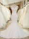 Fine Tulle Sleeveless Wedding Dresses Brush Train and Beading and Lace and Appliques