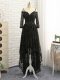 Lace Homecoming Dress Black Zipper Half Sleeves High Low