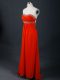 Best Selling Coral Red Sleeveless Beading Floor Length Juniors Party Dress