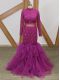 Fuchsia Long Sleeves Tulle Zipper Mother Of The Bride Dress for Prom and Party and Military Ball and Sweet 16