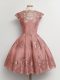 Tulle Cap Sleeves Knee Length Damas Dress and Lace