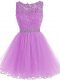 Fitting Lilac Lace Up Scoop Beading and Lace and Appliques Homecoming Party Dress Tulle Sleeveless