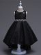 Super Sleeveless Lace High Low Lace Up Flower Girl Dresses in Black with Beading