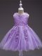 Ball Gowns Toddler Flower Girl Dress Lavender Scoop Tulle Sleeveless Knee Length Zipper